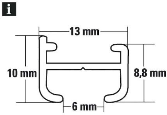 Aluminum Rail 1 Channel 250cm White
