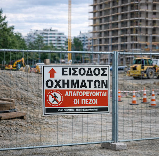 Εξοδος Οχηματων Απαγορευονται Οι Πεζοι Πινακιδα Αλουμινιου 35χ48 Ιnfosign 10522