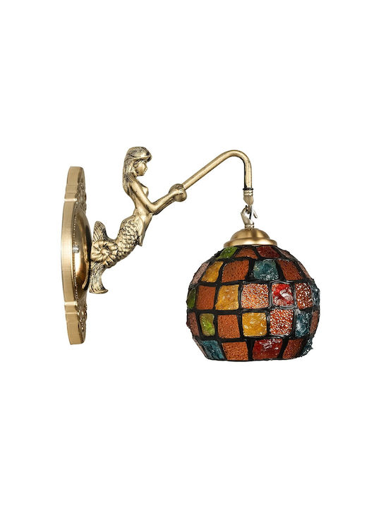 GloboStar Mermaid Vintage Φωτιστικό Τοίχου με Ντουί E27 Μπρούτζινο 30x27εκ.