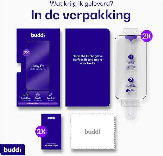 Buddi Gehärtetes Glas 2 Stück Schwarz (Galaxy S23)