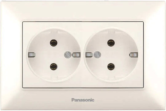 Panasonic Διπλή Πρίζα Ρεύματος Εκρού