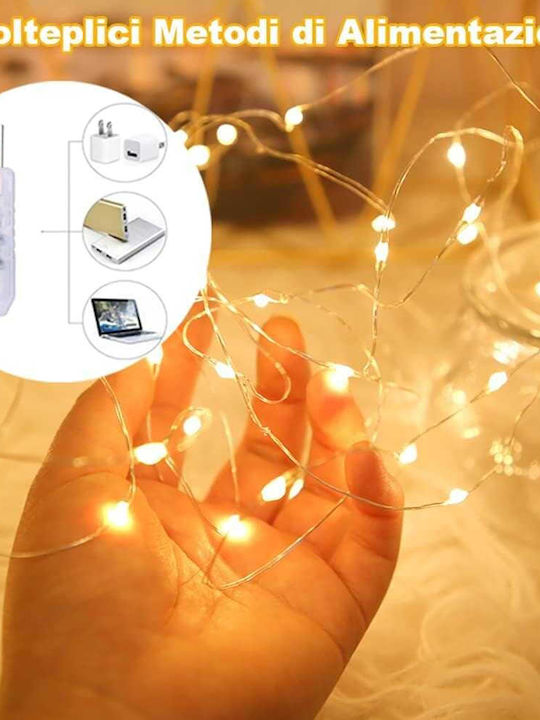 Light 8 Functions & Waterproof Connection LED Garland Lights IP65 Warm White