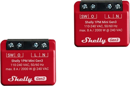 Shelly Smart Switch Wi-Fi, Bluetooth, ZigBee & RF 10A με Τηλεχειριστήριο 2τμχ
