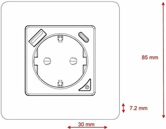 Immax Einzeln Steckdose mit 1 USB-Anschluss Weiß