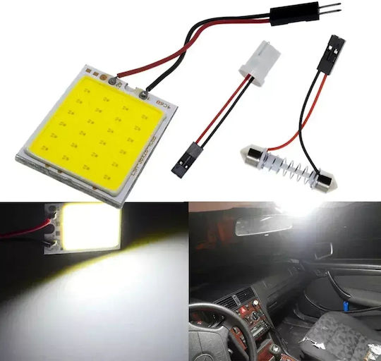 LED Плафонера Универсална 31мм-42мм Т10 Ултра Ярка 24 COB LED 12V 2 Бр TC-438