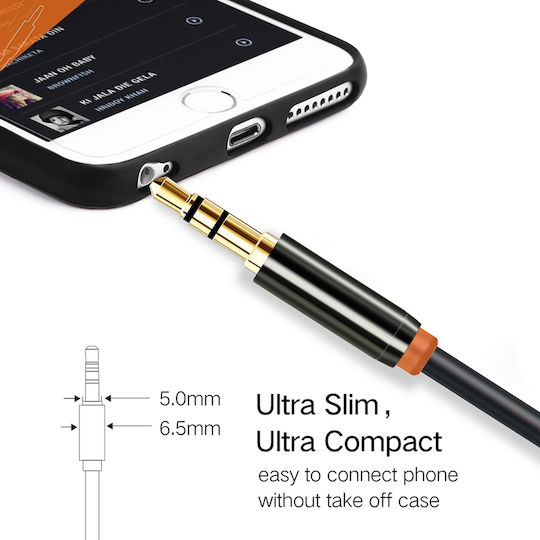 Cabletime 3,5mm Klinkenkabel 3,5mm Stecker - 3,5mm Stecker Schwarz 0,5m mit Vergoldeten Anschlüssen CT-AV311-P11G