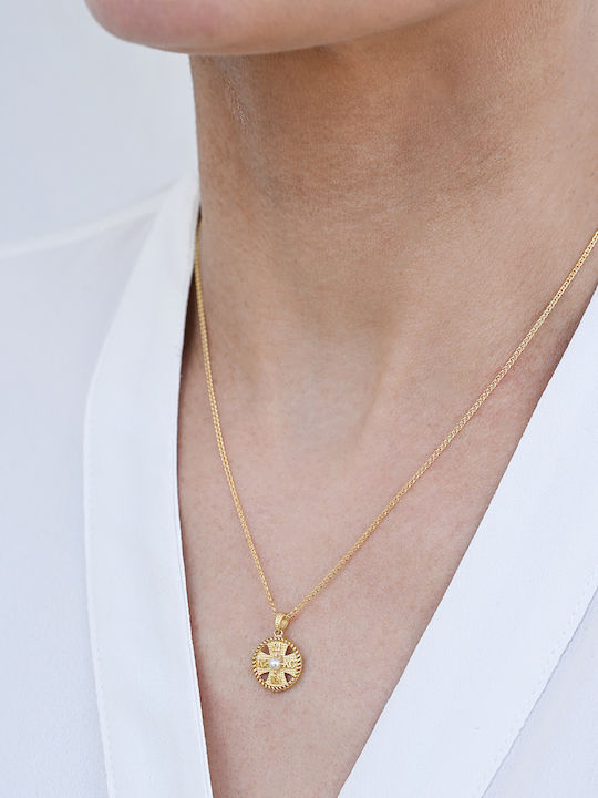 Pendant Kids Charm Double Sided with Chain Constantine Coin Gold 9K 32RK7757-P