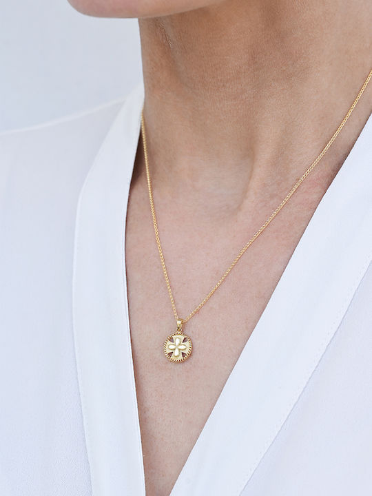 Pendant Kids Charm Double Sided with Chain Constantine Coin from Gold 9K 32RK7763-P