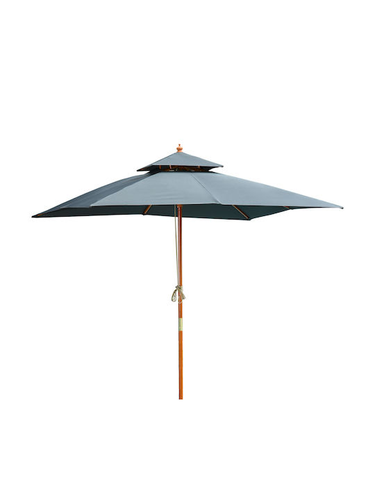 Ομπρέλα Τετράγωνη Ξύλινη Garden Γκρι 3x3xΥ2.97m