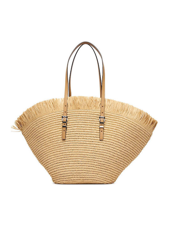 Michael Kors Isa Fan Korbweide Strandtasche Beige