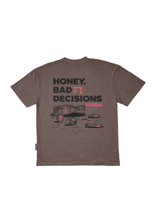 Bee. Unusual. Bad Decisions T-shirt Καφέ