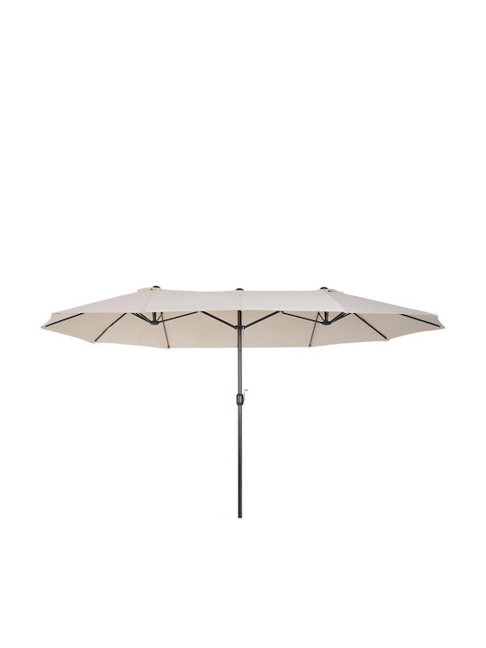 Ομπρέλα Στρογγυλή Μεταλλική Double Canopy Μπεζ Φ4.6xΥ2.4m