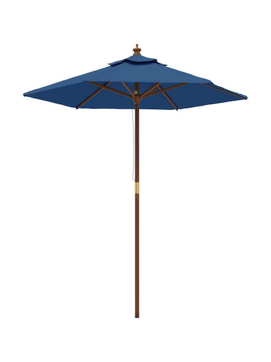 Runder Holz-Garten- und Terrassen-Sonnenschirm Blau F1.96xH2.31m