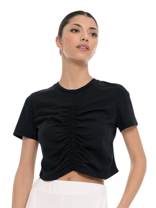 Bluza Damă Crop Top Neagră