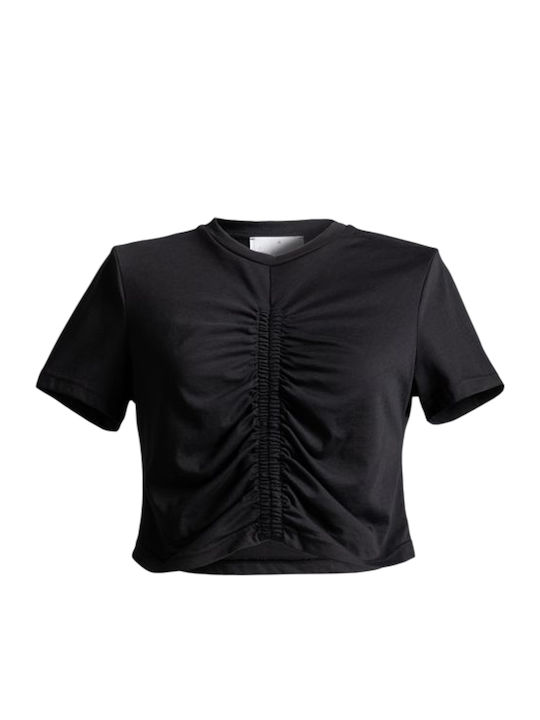 Bluza Damă Crop Top Neagră