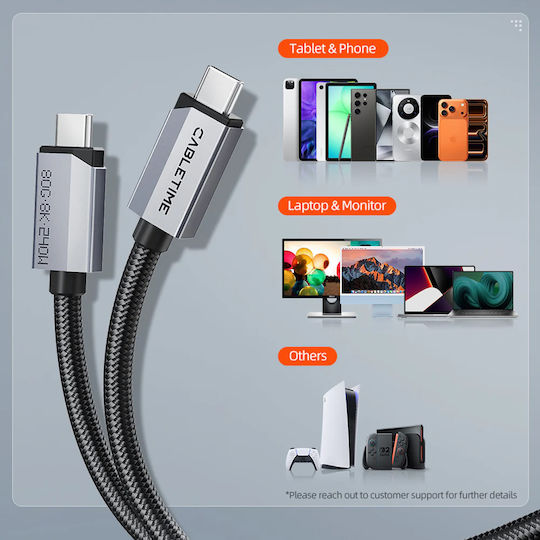Cabletime Usb4 USB 4 Видео Кабел USB-C Мъжки - USB-C 240W Черен 1м