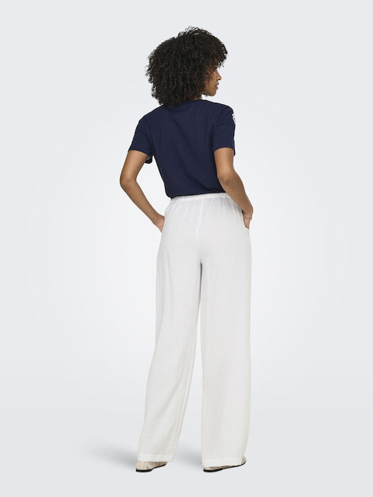 Wide Wide Women's Pantaloons with Rubber Band in Relaxed Fit White