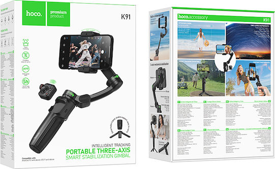 Hoco K91 Mobile Gimbal with 3-Axis Stabilizer and 5 Hours Operation Black