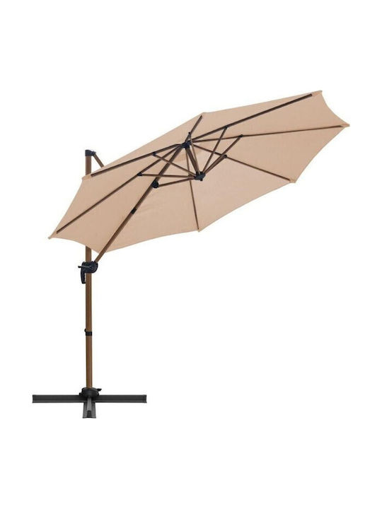 Umbrelă Suspendată Rotundă Din aluminiu Bej Φ2.5m