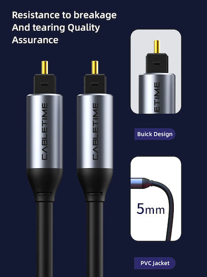 Cabletime Optical Audio Cable TOS Male - TOS Male Black 5m (CT-AV380-P04GN)