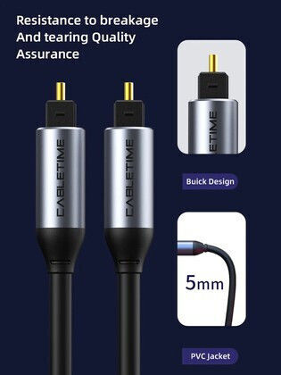 Cabletime Cablu Audio Optic TOS Masculin - TOS Masculin Negru 1m (CT-AV380-P04GN)