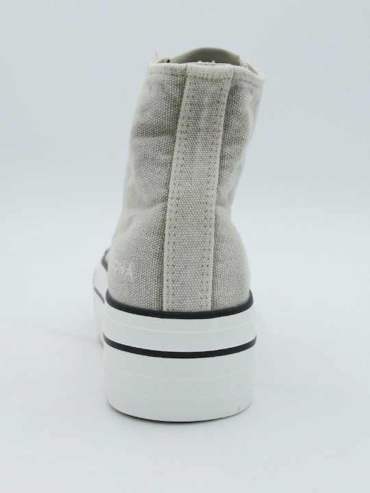 Γυναικεία Flatforms Μποτάκια Λευκά