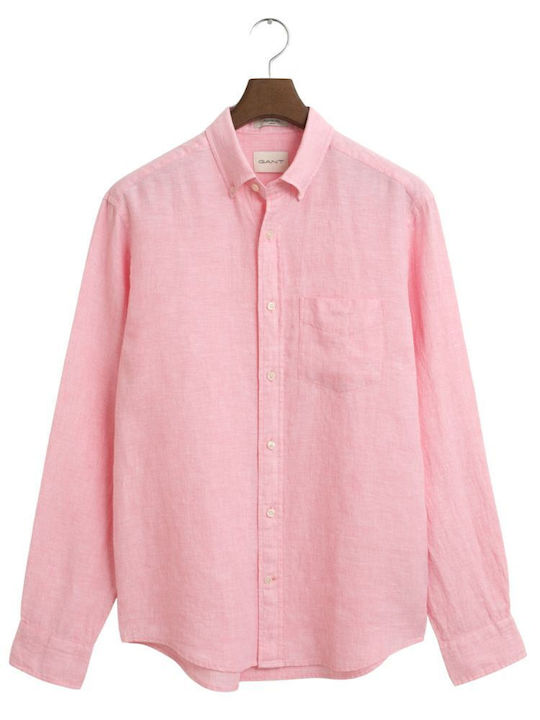 Langärmlig Leinen Hemd Geranium Pink