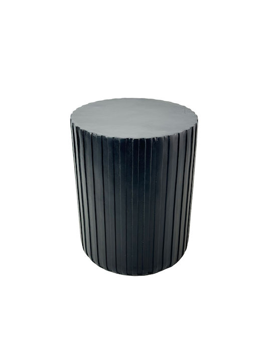 Round Side Table Rail Black 40x40x47 cm