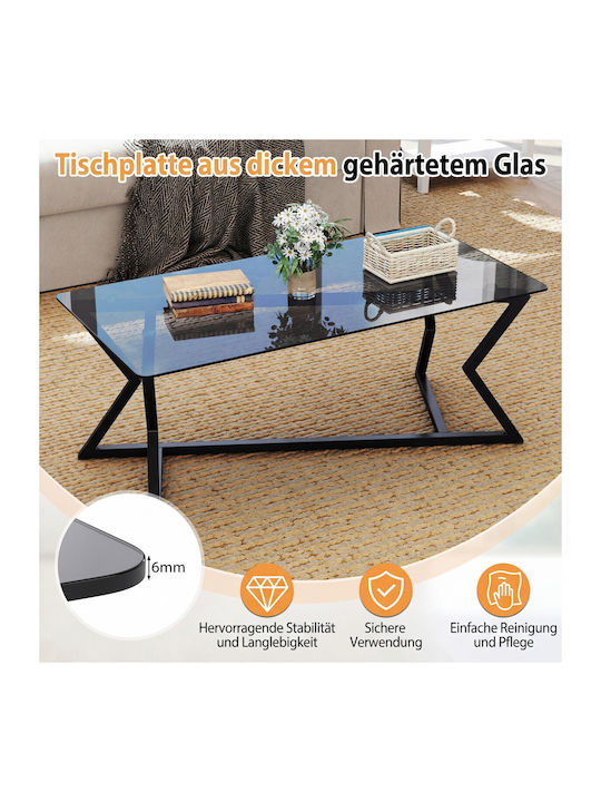 Rectangular Central Glass Coffee Table Transparent M110xW55xH110cm