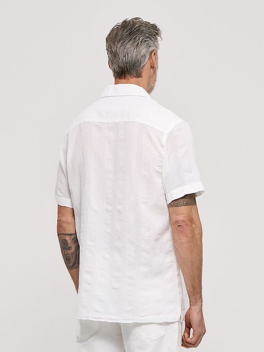 Short Sleeve Cotton Shirt in Regular Fit White