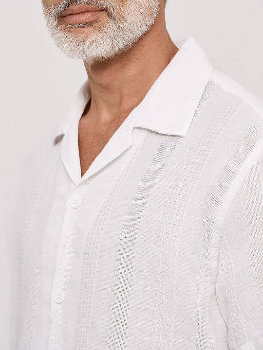 Short Sleeve Cotton Shirt in Regular Fit White