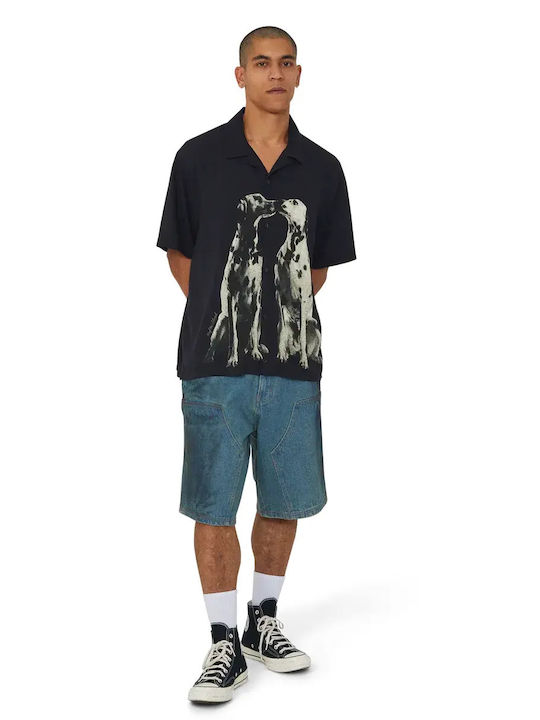 Resort Short Sleeve Shirt in Wide Line Black