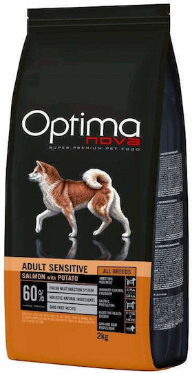 Optimanova Sensitive 2kg Суха Храна за Възрастни Кучета със Сьомга и Картофи
