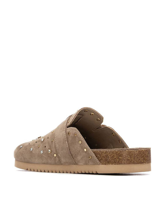 Carmela Footwear Дамски Кожени Анатомични Сабо Бежови