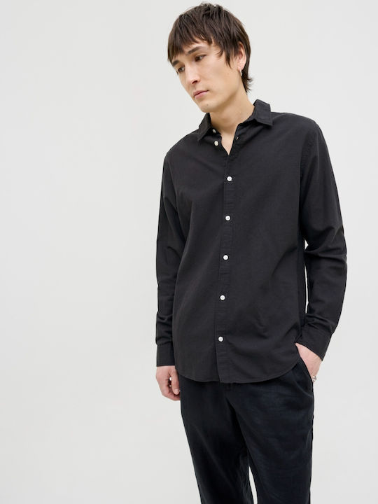 Long-sleeved Linen Shirt Black