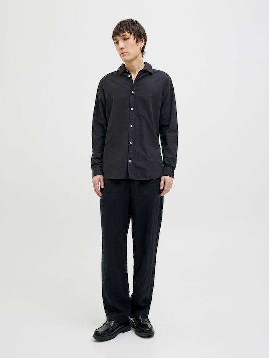 Long-sleeved Linen Shirt Black