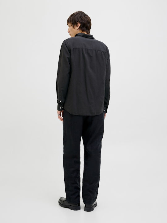 Long-sleeved Linen Shirt Black