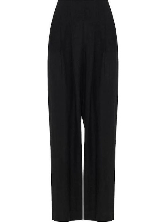 Women's Linen Sleeveless One-piece Jumpsuit Black FBL013-117-12-Black