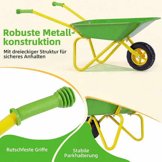 Costway Kids Handcart Plastic All Terrain Tires Boys Girls 3 Years Green 36 x 45 x 78 cm Tp10485gn