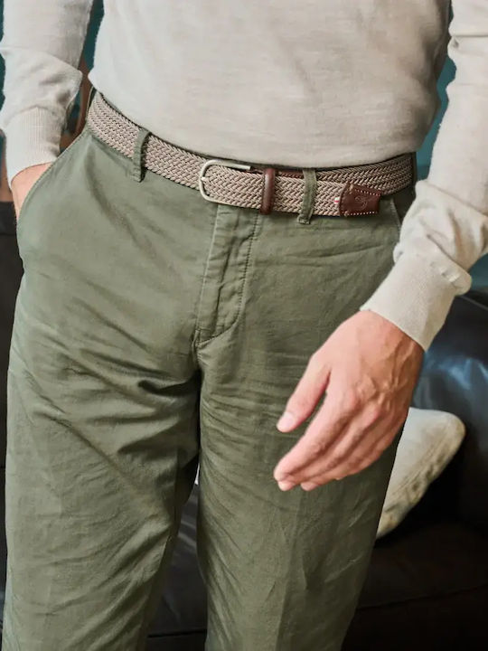 Elastic Men's Belt Knitted Brown Artificial Leather