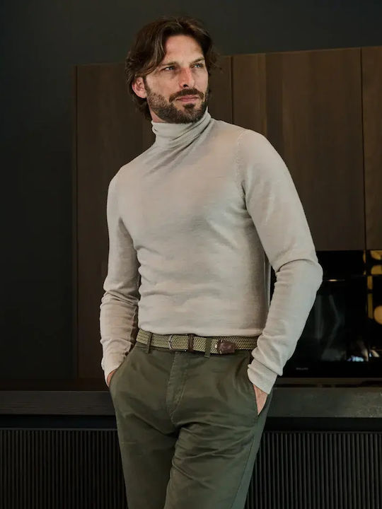 Verbier Elastic Men's Belt Made of Knitted Khaki Artificial Leather