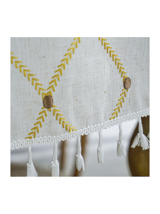 FRIPIA Leinen Tischdecke mit Gold Stickerei 120x160cm