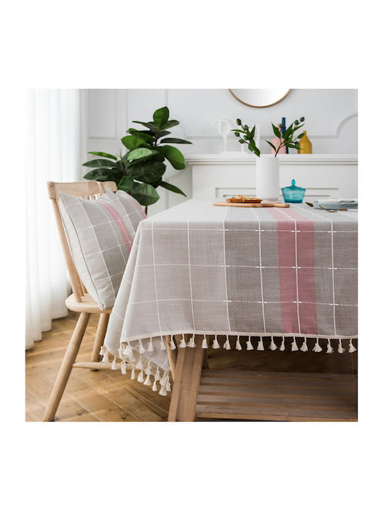 FRIPIA Linen Tablecloth With Multicolour Embroidery 140x220cm