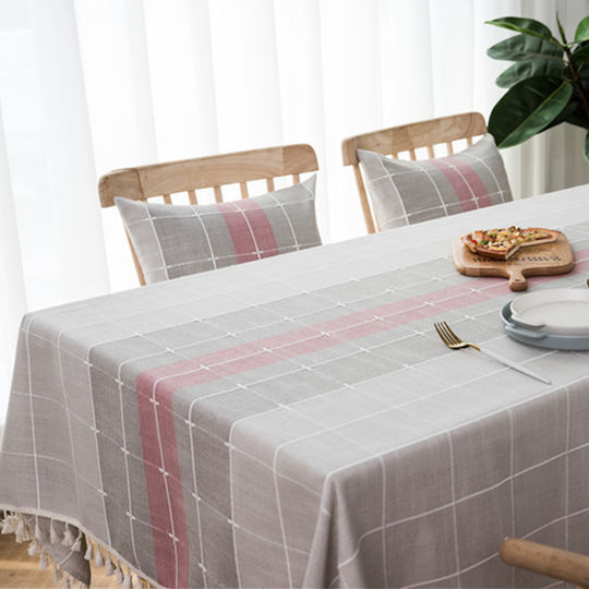 FRIPIA Покривка за маса Ленена с Бродерия Многоцветна 140x250см