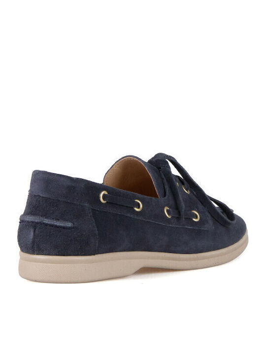Leather Women's Loafers in Blue Colour