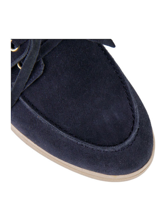 Leather Women's Loafers in Blue Colour