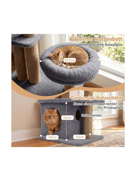 Costway Cat Scratching Post Cat Tree Gray 96x39x44.5cm