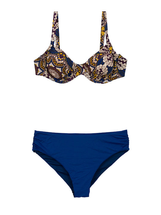 Plus Size Γυναικείο Μαγιό Bikini Μπανέλα Flexfit Cups Ethnic Μπλε Plus Size Γυναικείο Μαγιό Bikini Μπανέλα Flexfit Cups Ethnic Μπλε