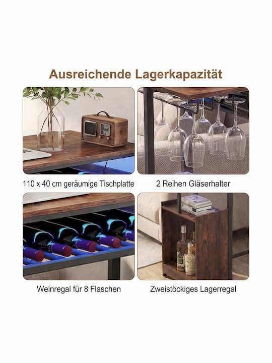 Wooden Bar Table with Metal Frame Brown 36x40x110cm