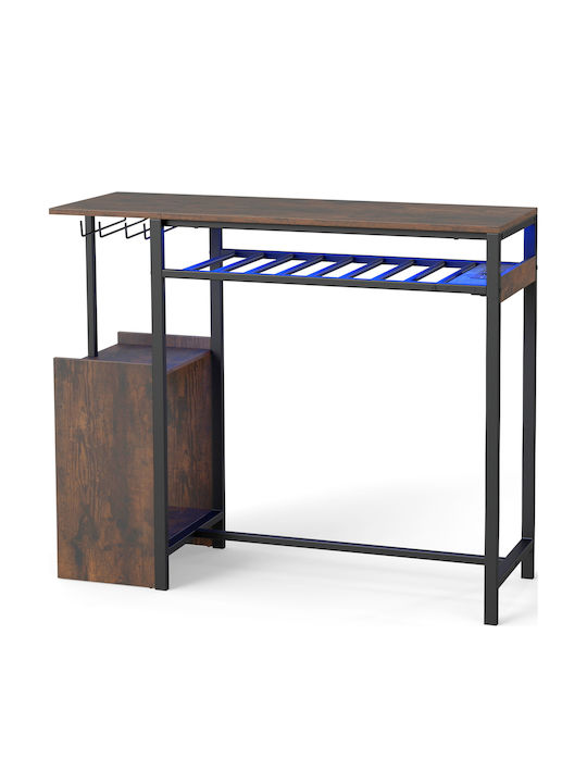 Wooden Bar Table with Metal Frame Brown 36x40x110cm